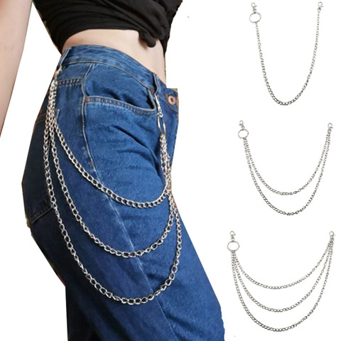 Cinturón de mujer Punk cadenas para pantalón cinturón femenino Hip Hop Tassel pantalones plata cadena dorada para Pantalones mujer Cool Metal cadenas en Jeans ► Foto 1/6