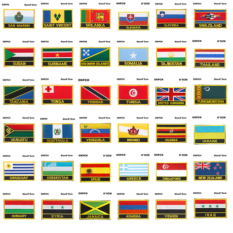 Parches de bandera Venezuela Uganda Ucrania Uzbekistán Uruguay España Grecia Singapur Nueva Zelanda Hungría Siria Jamaica Armenia Yemen ► Foto 1/6