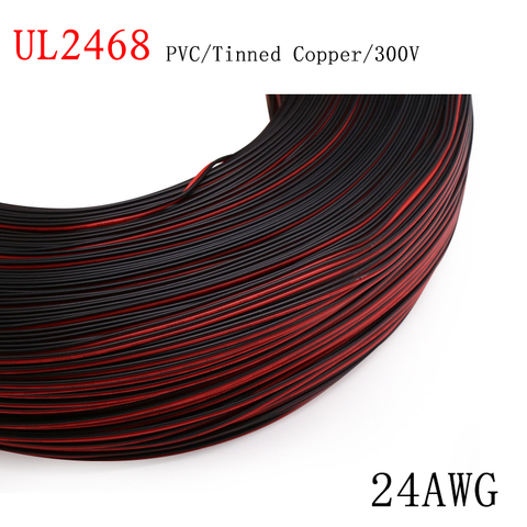 2/5M 24AWG UL2468 2 pines de Cable de cobre con PVC aislado doble cables de iluminación de la lámpara de extensión de Cable línea de conexión, de Blanco, Negro, Rojo ► Foto 1/6