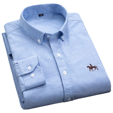 S-6XL de talla grande nueva tela OXFORD 100% de algodón excelente cómodo ajustado cuello botón negocios hombres casual camisas tops ► Foto 1/6