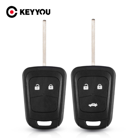 KEYYOU-carcasa de la llave a distancia del coche, funda Fob de 2/3 botones para Chevrolet AVEO Cruze para Opel Malibu Sonic, repuesto de hoja de llave HU100 ► Foto 1/6