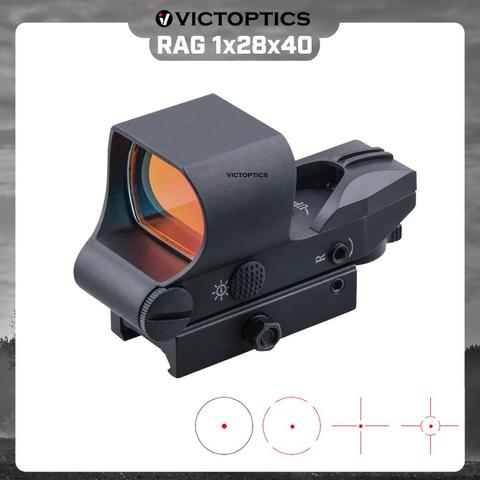 VictOptics trapo 1x28x40 punto rojo Airsoft alcance caza Riflescope colimador vista 21mm Weaver Picatinny óptica se adapta a 223 de 5,56mm ► Foto 1/6