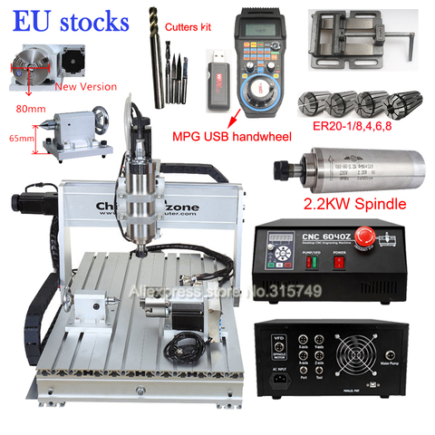 CNC 6040 2.2KW 3/4 ejes CNC router CNC máquina de talla de madera USB Mach3 control carpintería fresadora máquina de grabador con refrigeración ► Foto 1/6