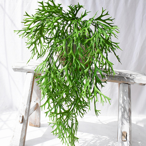 Planta colgante de pared de helecho verde, plantas artificiales para el hogar, exterior, decoración de jardín, plantas de plástico, plantas de imitación ► Foto 1/6