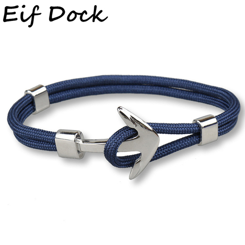 Moderno Color plateado supervivencia cadena de ancla Color Azul Marino encanto pulseras y brazaletes hombres mujeres regalo deporte ganchos Estilo marinero ► Foto 1/6