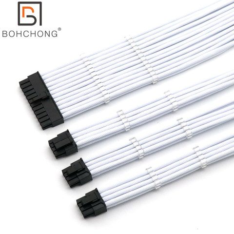 Básicos Kit de Cable de extensión de 4mm PET 1 Uds 24Pin ATX 1 Uds CPU 8Pin 4 + 4Pin 2 uds GPU 8Pin 6 + 2Pin PCI-E Cable de extensión de alimentación ► Foto 1/6