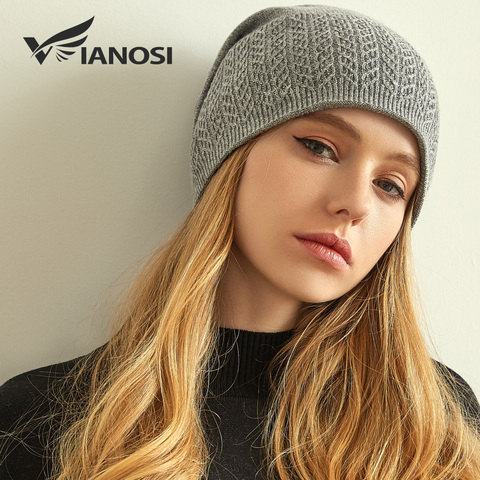 Gorro de lana de punto para Mujer, gorro informal cálido, Gorros de marca, Gorros de Mujer para Invierno ► Foto 1/5