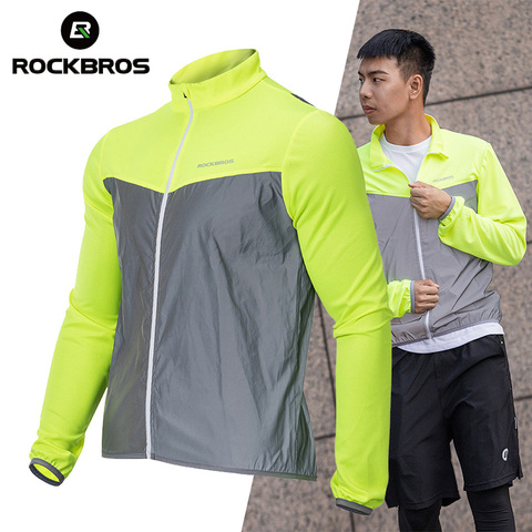 ROCKBROS-Chaqueta reflectante para correr, chaleco a prueba de viento, Jersey de seguridad para deportes de ciclismo, protección UV para senderismo, abrigo para caminar por la noche de secado rápido ► Foto 1/6