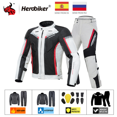 HEROBIKER-Chaqueta de Moto a prueba de frío para otoño e invierno, chaqueta impermeable para Motocross, ropa para montar en Moto, equipo de protección ► Foto 1/6