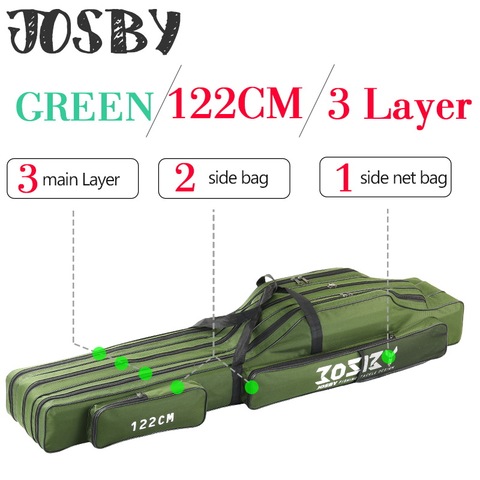 JOSBY-Bolsa de Pesca de tela Oxford plegable, bolsa para carrete, aparejos de Pesca, almacenamiento, estuche de viaje y transporte, 152/122/60cm ► Foto 1/6