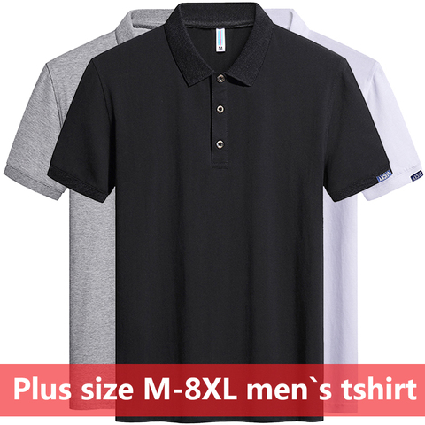 Polos de gran tamaño para hombre, camisas de alta calidad 95% algodón, ajustadas, informales, camiseta de talla grande 6XL, 7XL, 8XL ► Foto 1/5