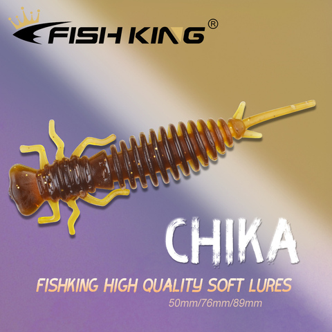 FISH KING-SEÑUELOS blandos de Larva, 50mm, 76mm, 89mm, Artificial, gusano de pesca, lubina de silicona, Swimbait, Jigging, carpas de plástico ► Foto 1/6