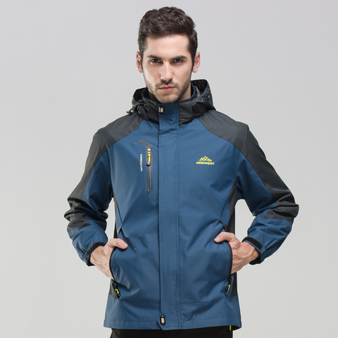 Chaqueta de lluvia impermeable para hombre y mujer, chaquetas de senderismo para deportes al aire libre, abrigo de acampada, Trekking, cortavientos de viaje, negro ► Foto 1/6