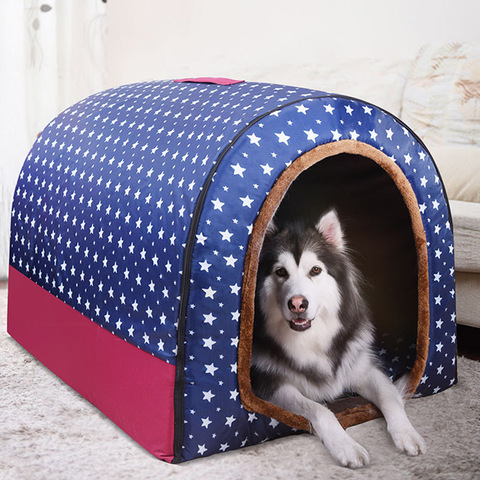 Perrera para perros medianos, casa de perro grande y suave para interiores, cueva extraíble, esterilla de dormir portátil para mascotas cálidas para invierno, XL ► Foto 1/6