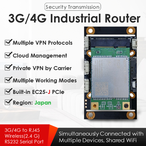 Enrutador inalámbrico Industrial 4G LTE, WiFi, VPN, transmisión de datos, LTE, FDD, B1/B3/B8/B18/B19/B26 W, ranura para tarjeta SIM, EC25-J, Mini módem PCIe ► Foto 1/5