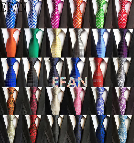 Corbata clásica de 39 colores 8 cm para hombre 100% corbata de seda de lujo a cuadros puntos corbatas de cuello de negocios para traje de hombre corbata para fiesta de boda ► Foto 1/6