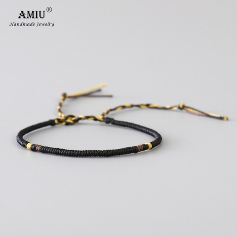 AMIU-pulsera de hilo de cera hecha a mano con nudo de cuerda Simple, pulsera envolvente tejida impermeable de la amistad para hombres y mujeres ► Foto 1/6