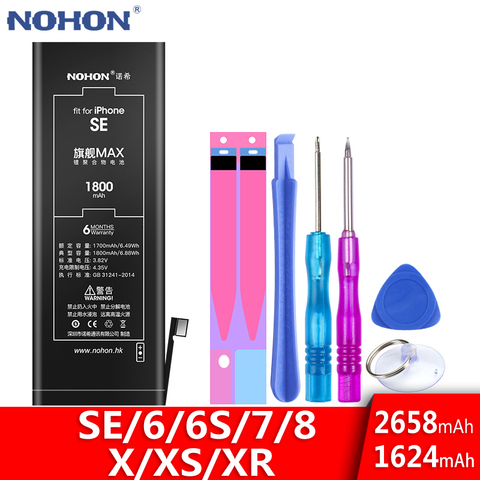 NOHON-Batería de repuesto para iPhone SE, 8, 7, 6, 6S, X, XS, XR, 6G, de alta capacidad ► Foto 1/6