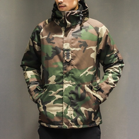 Chaqueta de invierno para hombre, abrigo militar Parkas para hombre, chaqueta para hombre, prendas de vestir gruesas, chaqueta con capucha de camuflaje de nailon, chaqueta con estampado de talla grande y cremallera ► Foto 1/6