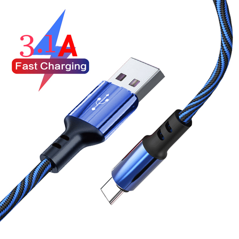 Cable USB tipo C 3.1A de carga rápida, Cable de datos tipo c de 1M/2M para teléfono Samsung, Huawei, Xiaomi redmi note 8/9 pro ► Foto 1/6