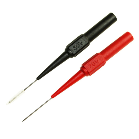 Multímetro de aguja de prueba de acero inoxidable, herramienta de prueba de cobre con conector de Banana, negro/rojo, 0,7mm, 2 uds. ► Foto 1/6