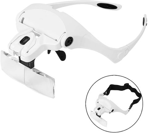 1,0x1,5x2,0x2,5x3,5x3,5 x lupa de 5 lentes, lupa de luz LED, lupa de cristal, gafas con lámpara ► Foto 1/6