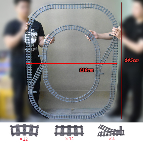 Vías flexibles de trenes de ciudad para niños, rieles curvos, interruptor, bloques de construcción de ladrillos, juguetes técnicos creativos ► Foto 1/6