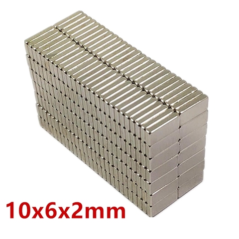 Lote de imanes rectangulares de neodimio, imanes de neodimio súper fuertes de 10x6x2mm, NdFeB de 10mm x 6mm x 2mm ► Foto 1/4