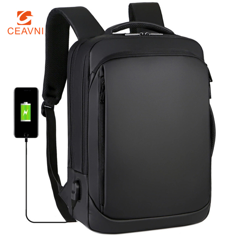 Mochila para ordenador portátil de 15,6 pulgadas para hombre, Mochila impermeable con carga USB, para negocios, escolar ► Foto 1/6