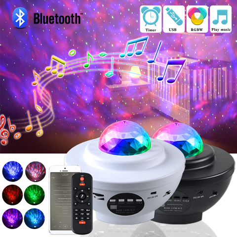 Proyector de cielo estrellado y galaxia para niños, luz LED nocturna con USB, Bluetooth, reproductor de música, regalo para bebé, lámpara de proyección de decoración para dormitorio ► Foto 1/6