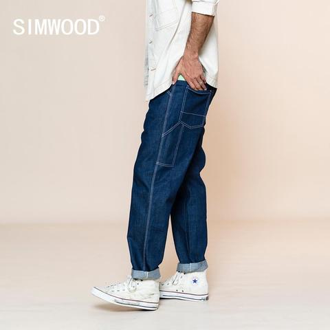 SIMWOOD 2022 NOVEDAD DE VERANO suelto recto Jeans de moda de los hombres de talla grande de gran tamaño pantalones de moda Streetwear de talla grande SJ130253 ► Foto 1/6