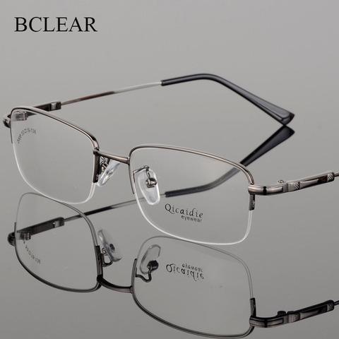 BCLEAR-Gafas de aleación con memoria para hombre, de estilo Vintage lentes transparentes, de medio Marco, 2022 ► Foto 1/6