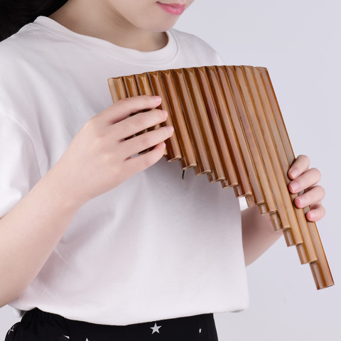 Muslady-flauta de Pan de 15 tubos, instrumento de viento de bambú Natural, Panpipe de llave G, instrumento de viento de madera tradicional chino con bolsa ► Foto 1/6