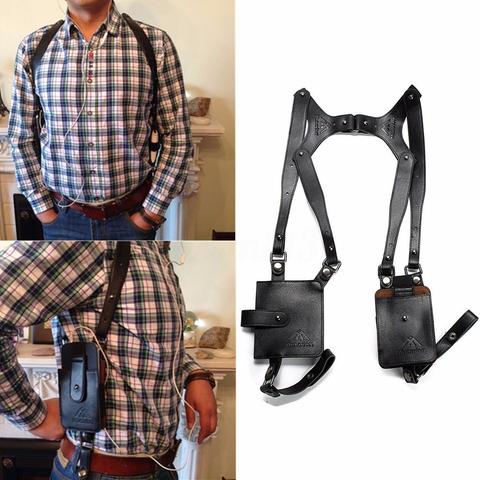 Yeahmart-cartera de seguridad antirrobo de cuero para hombre, bolso de viaje oculto para exteriores, funda de hombro axila, billetera negra ► Foto 1/6