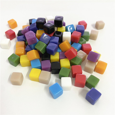 50 unids/set sólido Color 8mm en blanco Esquina cuadrada de acrílico dados pieza de ajedrez ángulo recto tamiz cubo juego de 10 colores ► Foto 1/6
