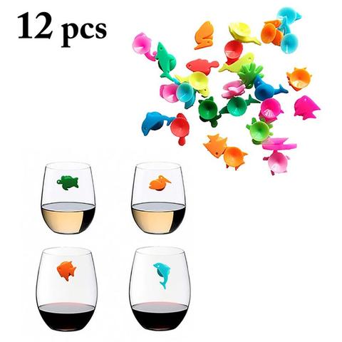 12 unids/set creativo lindo copa de vino encanto de animales marinos marcador para vaso de vino Vino Identificación de vidrio Accesorios ► Foto 1/6