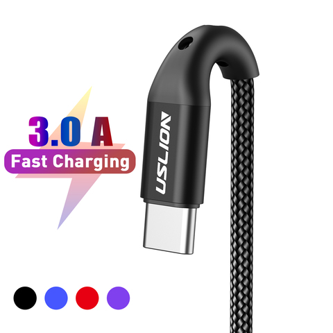 USLION-Cable USB tipo C de 3A para móvil, Cable de carga rápida para Samsung Galaxy S8 S9 Plus, Xiaomi mi9, Huawei ► Foto 1/6