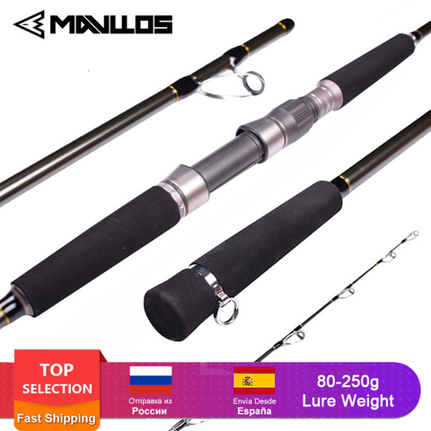 MAVLLOS superduro de agua salada girando pesca señuelo peso 80-250g portátil 2 secciones mar barco de pesca Jigging Rod ► Foto 1/6