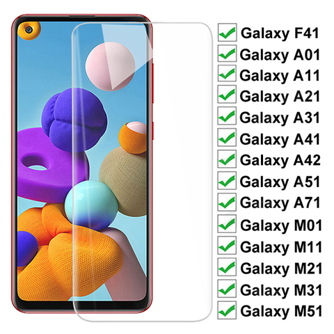 9H HD vidrio templado para Samsung Galaxy F41 A42 M51 M31 M21 M11 M01 Protector de pantalla A01 A11 A21 A31 A41 A51 A71 película protectora ► Foto 1/6