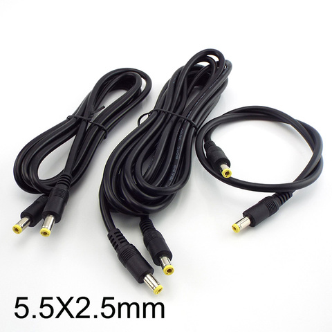 12V 5,5 MM X2.5mm macho conector de cable de alimentación 0,5 m 1,5 M 3m DC macho a macho adaptador de cable de extensión para pc portátil fuente de alimentación ► Foto 1/6