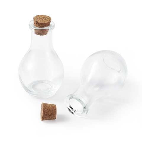 2 uds botella de vidrio con forma de bombilla de luz clara para contenedores de cuentas con tampones para embalaje de joyas, aproximadamente 88x49mm, agujero: 15mm ► Foto 1/6