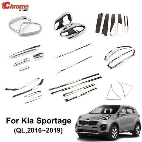 Para Kia Sportage QL 2016, 2017, 2022, 2022 cromo frente LUZ ANTINIEBLA TRASERA cubierta de espejo de puerta lateral de cuerpo de moldeo de estilo de coche ► Foto 1/6