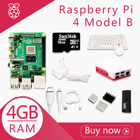 Original Raspberry Pi 4 Modelo B 4G Kit Pi 4 Placa Micro HDMI Cable fuente de alimentación con caja de interruptor con disipadores de calor del ventilador ► Foto 1/6