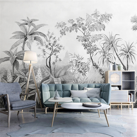 Beibehang-papel tapiz con foto de pared personalizada, planta de Selva, bosque Tropical, Gran Mural, para sala de estar, sofá, decoración de dormitorio ► Foto 1/4