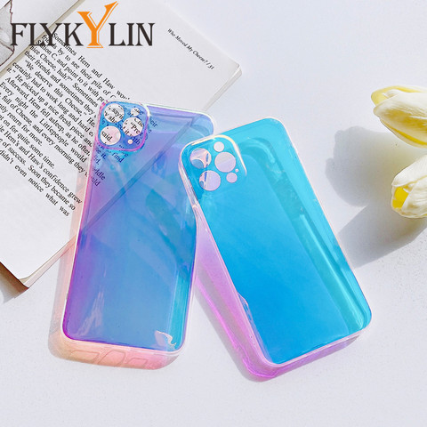 Funda de teléfono con diseño de láser para móvil, funda suave transparente para iPhone 12, 11 Pro, X, XS, Max, XR, 6S, 7, 8 Plus, Samsung Note 20, S9, S10, S20 Plus ► Foto 1/6