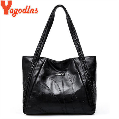 Yogodlns-Bolso de mano de piel sintética suave para mujer, bandolera de cuero genuino, informal ► Foto 1/6