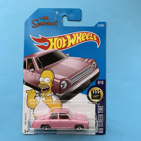 Coche de rueda caliente, 1/64 HW, pantalla, hora de la película Simpson, coche rosa ► Foto 1/1