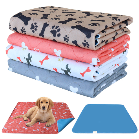 Almohadilla de orina reutilizable para mascotas, lavable, pañal para gato, esterilla de 3 capas, absorbente, almohadillas para perros, estampado de pata de hueso para sofá, cama y suelo ► Foto 1/6