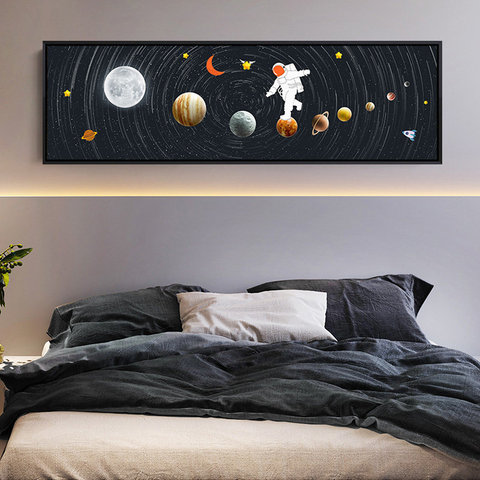 Pósteres e impresiones artísticos de pared con sistema Solar abstracto de astronauta caminando en el espacio pintura de lienzo planetas nórdicos decoración del hogar ► Foto 1/6