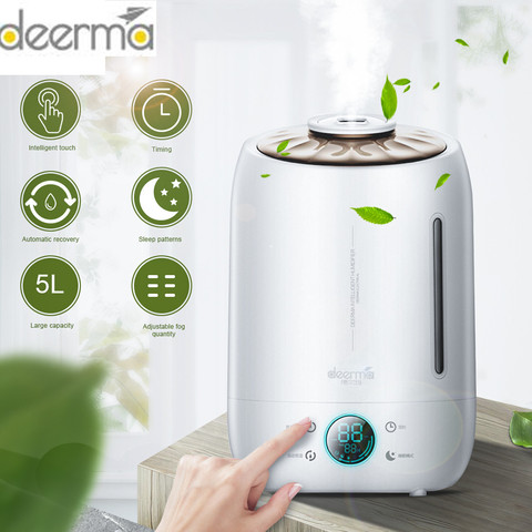 Deerma-humidificador de aire ultrasónico, generador de vapor aromático silencioso, 5l, función de sincronización de pantalla táctil Led, difusor de agua para el hogar ► Foto 1/6